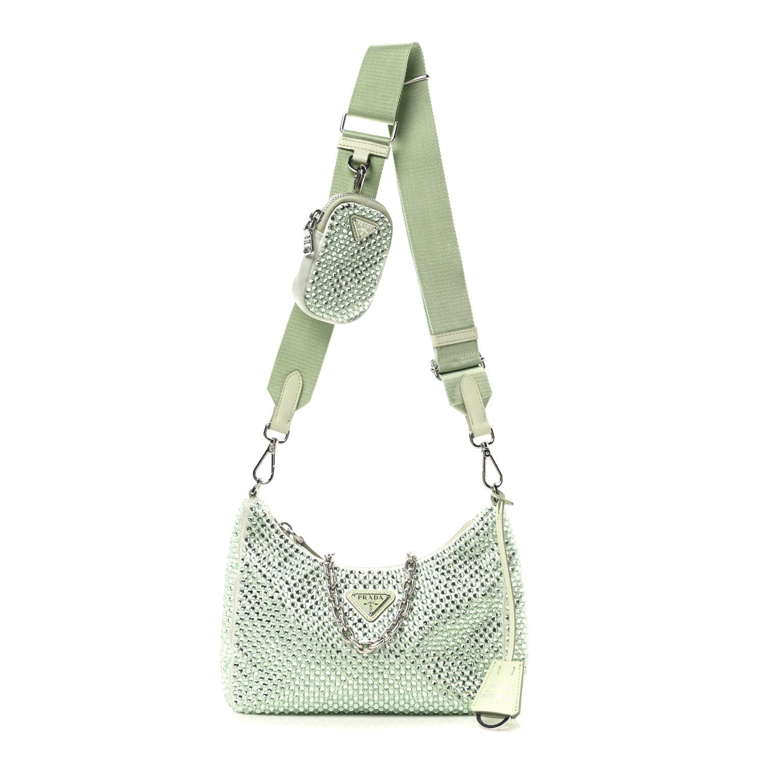 Satin Crystal Re-Edition 2005 Shoulder Bag Acqua