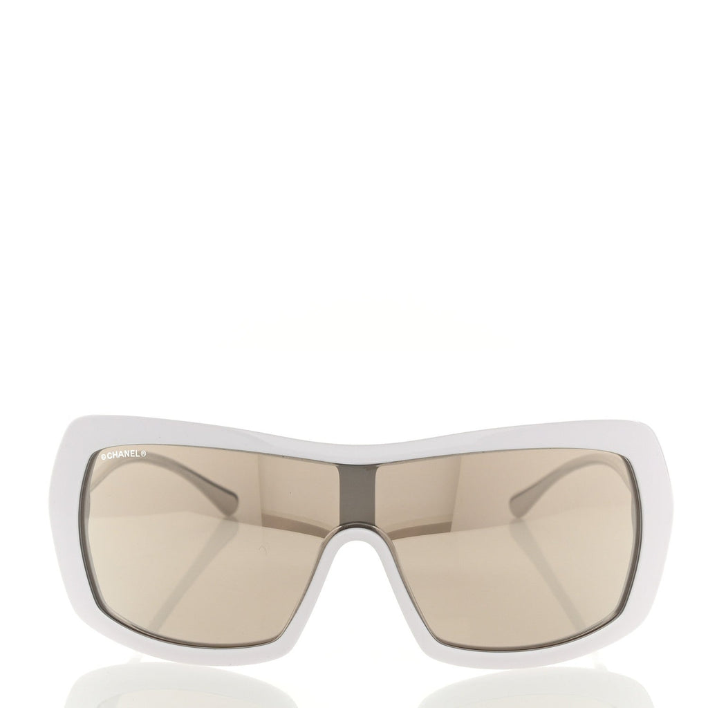 Acetate Metal Shield Sunglasses 71336A White