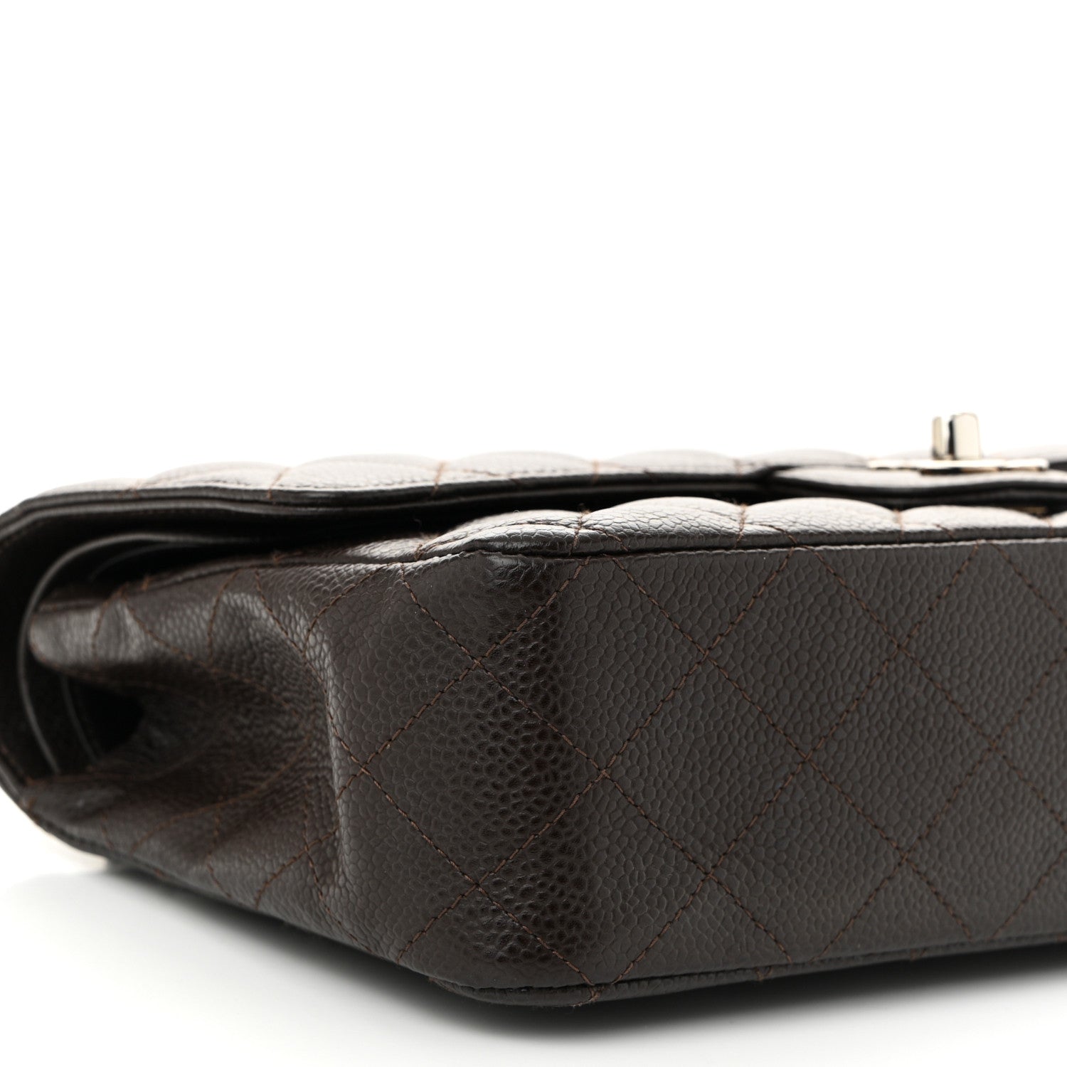 Caviar Quilted Medium Double Flap Brown