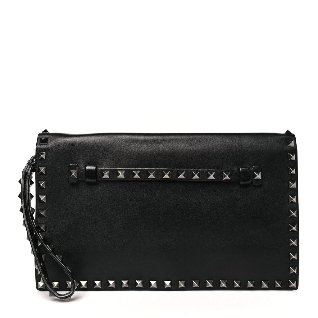 Nappa Rockstud Wristlet Clutch Black