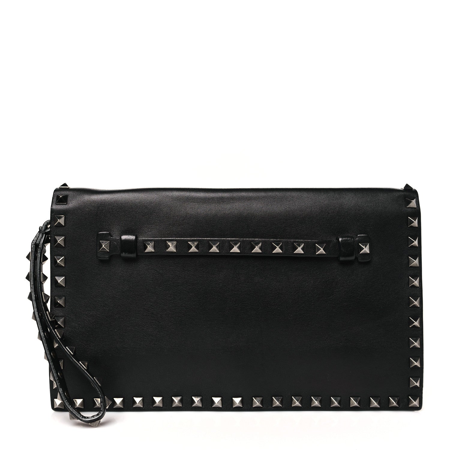Nappa Rockstud Wristlet Clutch Black