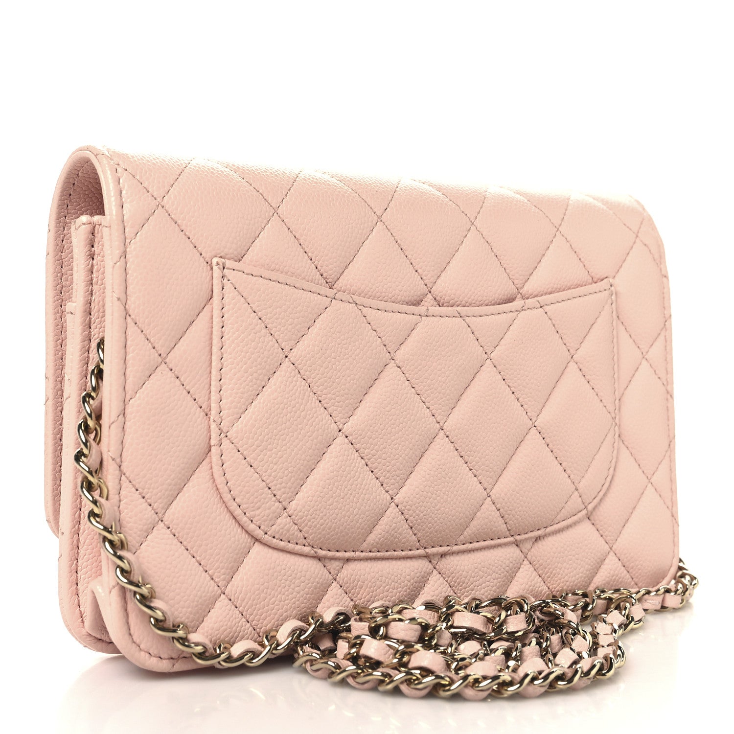 Caviar Quilted Wallet on Chain WOC Light Pink