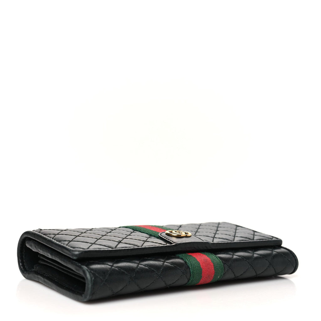 Calfskin Web Trapuntata GG Continental Wallet Black