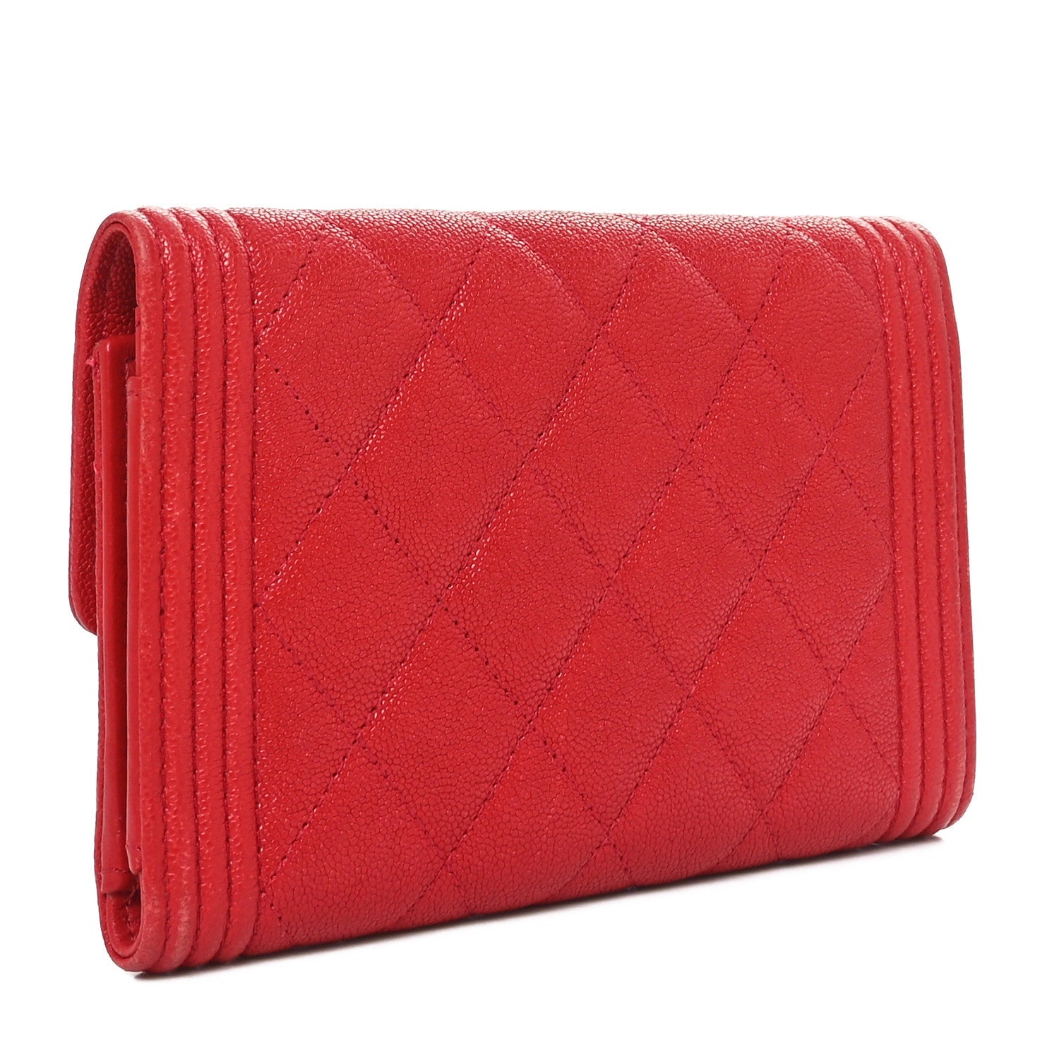 Caviar Quilted Medium Boy Flap Wallet Red