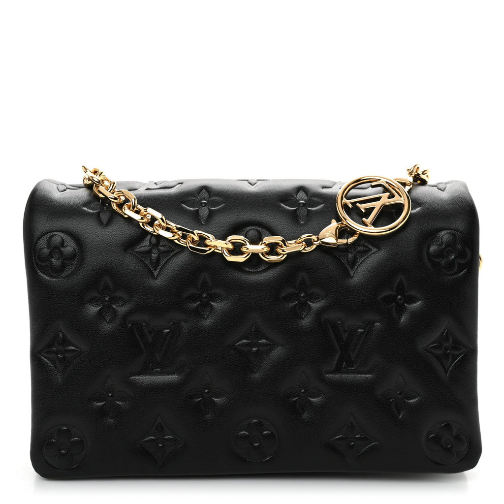 Lambskin Embossed Monogram Pochette Coussin Black