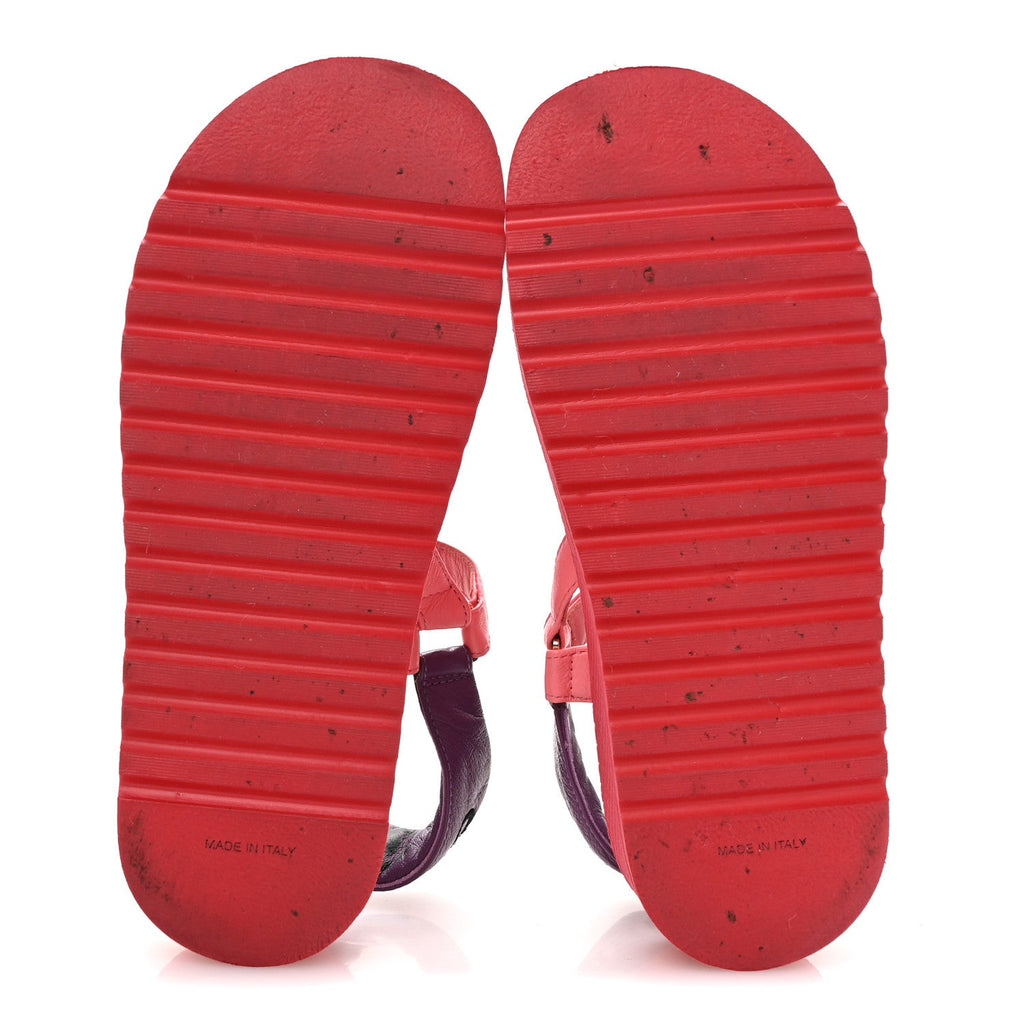 Lambskin Logo Platform Sandals 38 Red Purple Orange