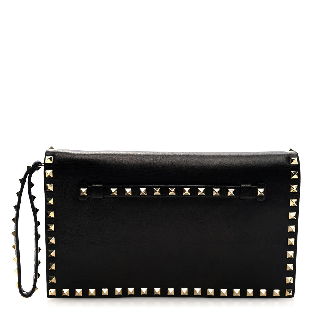 Nappa Rockstud Wristlet Clutch Black