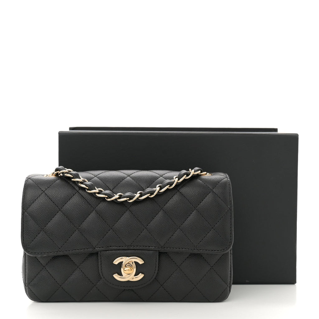Caviar Quilted Mini Rectangular Flap Black