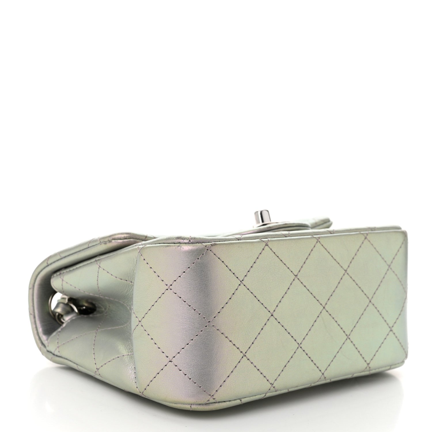 Iridescent Lambskin Quilted Mini Square Flap Light Purple