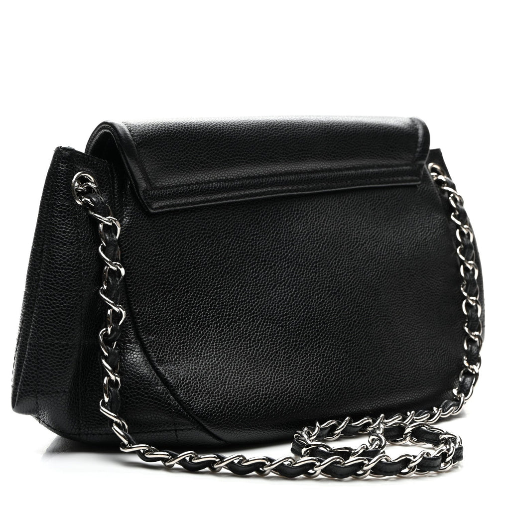 Caviar Half Moon Large Flap Black