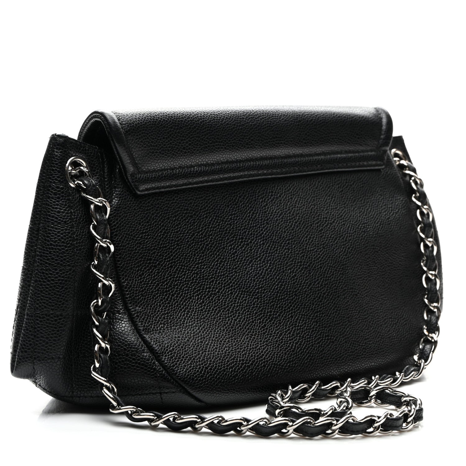 Caviar Half Moon Large Flap Black