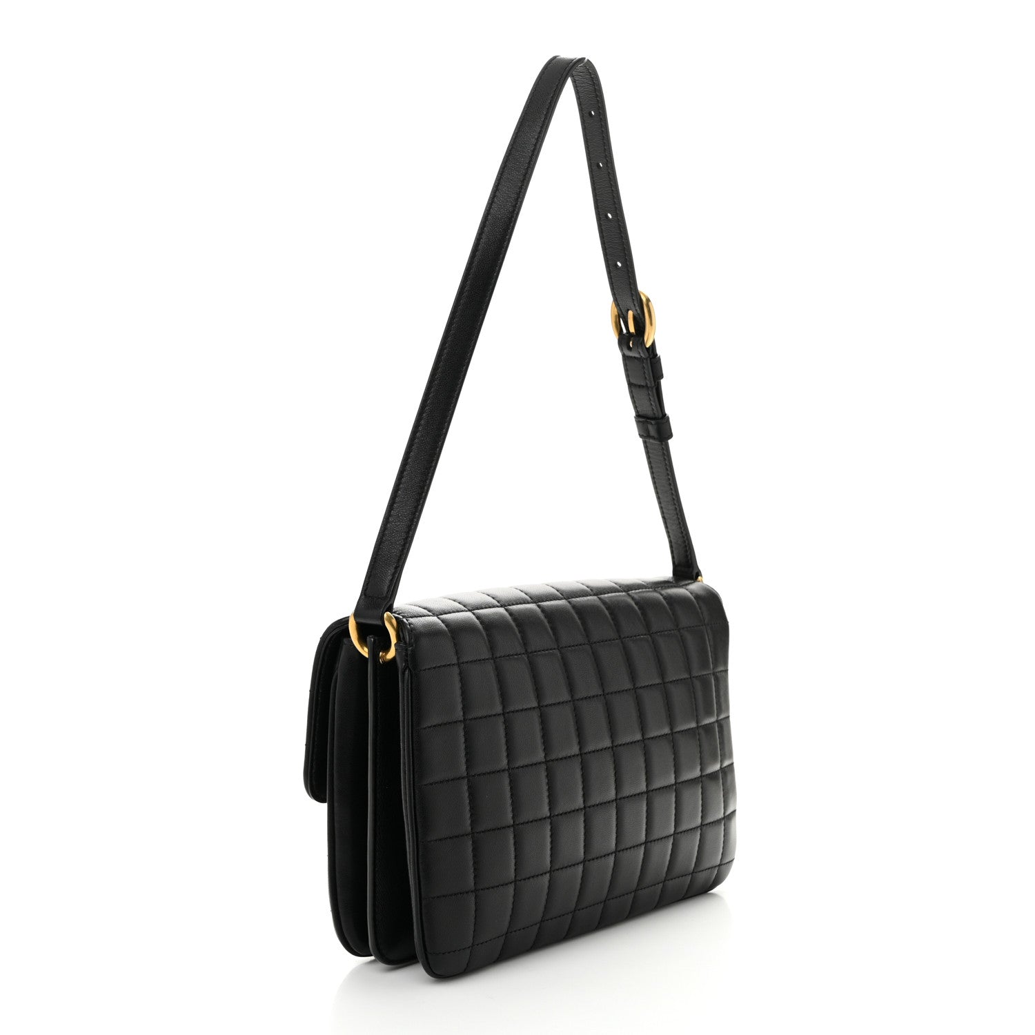Lambskin Carre Quilted Le Maillon Satchel Black