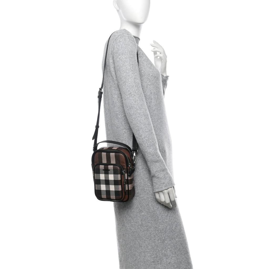 House Check Canvas Calfskin Wyatt Crossbody Dark Birch Brown
