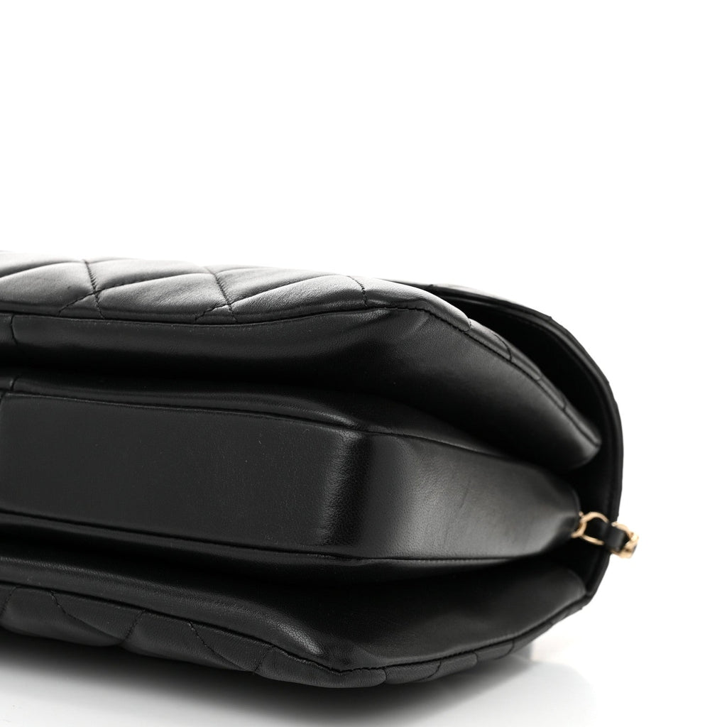 Lambskin Quilted Small Trendy CC Dual Handle Flap Bag Black