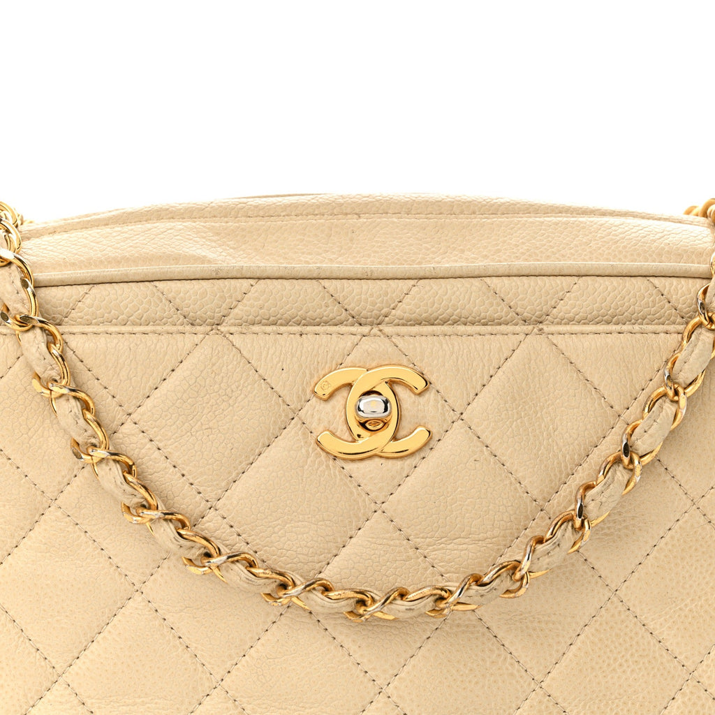 Caviar Quilted Camera Case Beige Clair