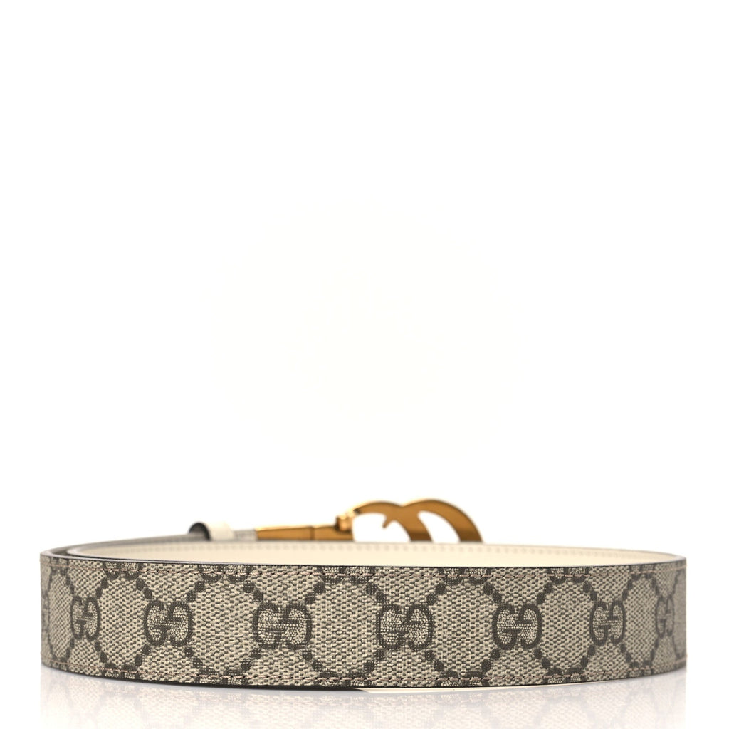 GG Supreme Monogram Plutone Calfskin Double G Reversible 30mm Belt 70 28 Beige Ebony Mystic White