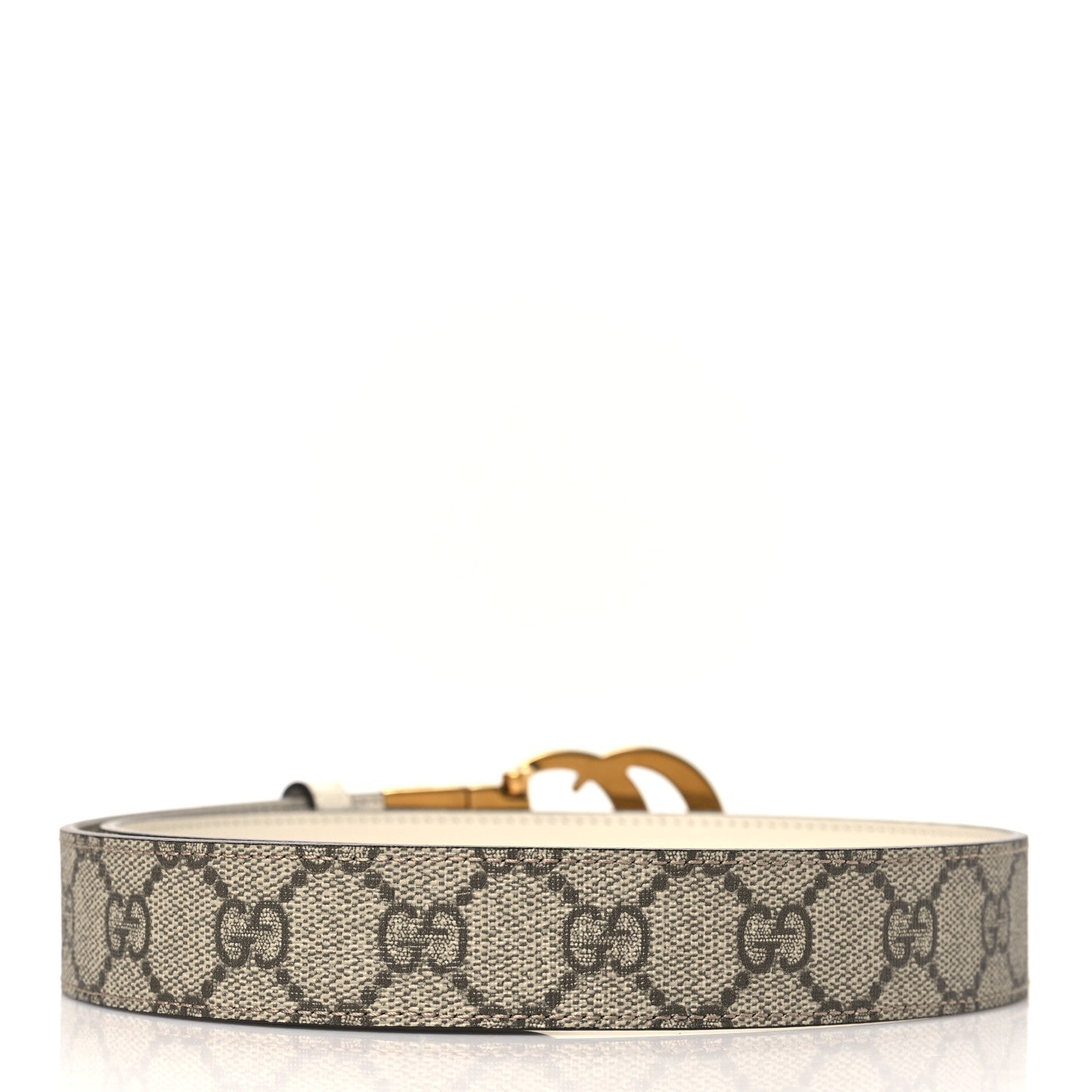 GG Supreme Monogram Plutone Calfskin Double G Reversible 30mm Belt 70 28 Beige Ebony Mystic White