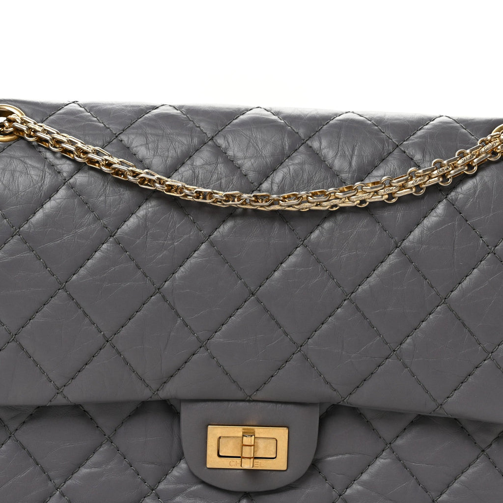 Aged Calfskin Quilted 2.55 Reissue 226 Flap Grey