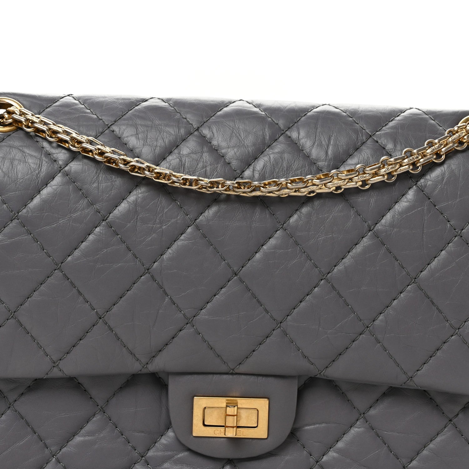 Aged Calfskin Quilted 2.55 Reissue 226 Flap Grey
