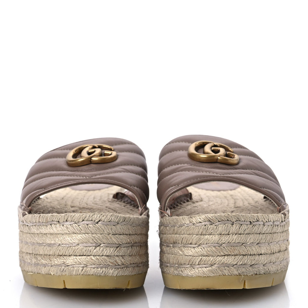 Nappa Matelasse GG Marmont Platform Espadrille Slide Sandals 41 Porcelain Rose