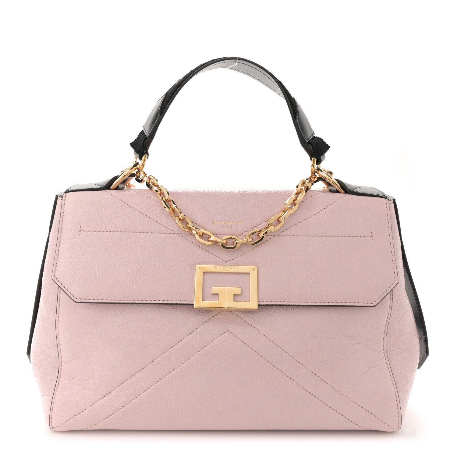 Creased Patent Calfskin Medium ID Flap Pink