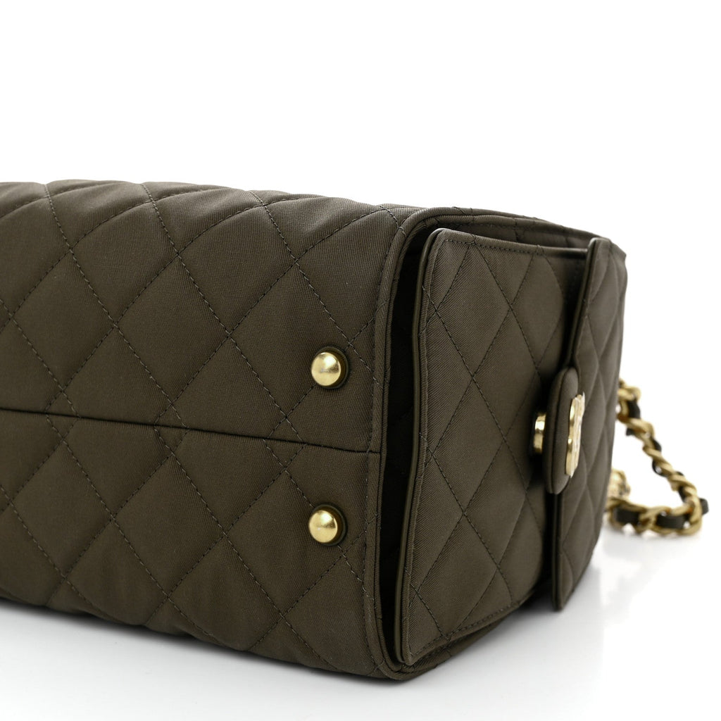 Canvas Quilted Small Chanel 25 Handbag Khaki