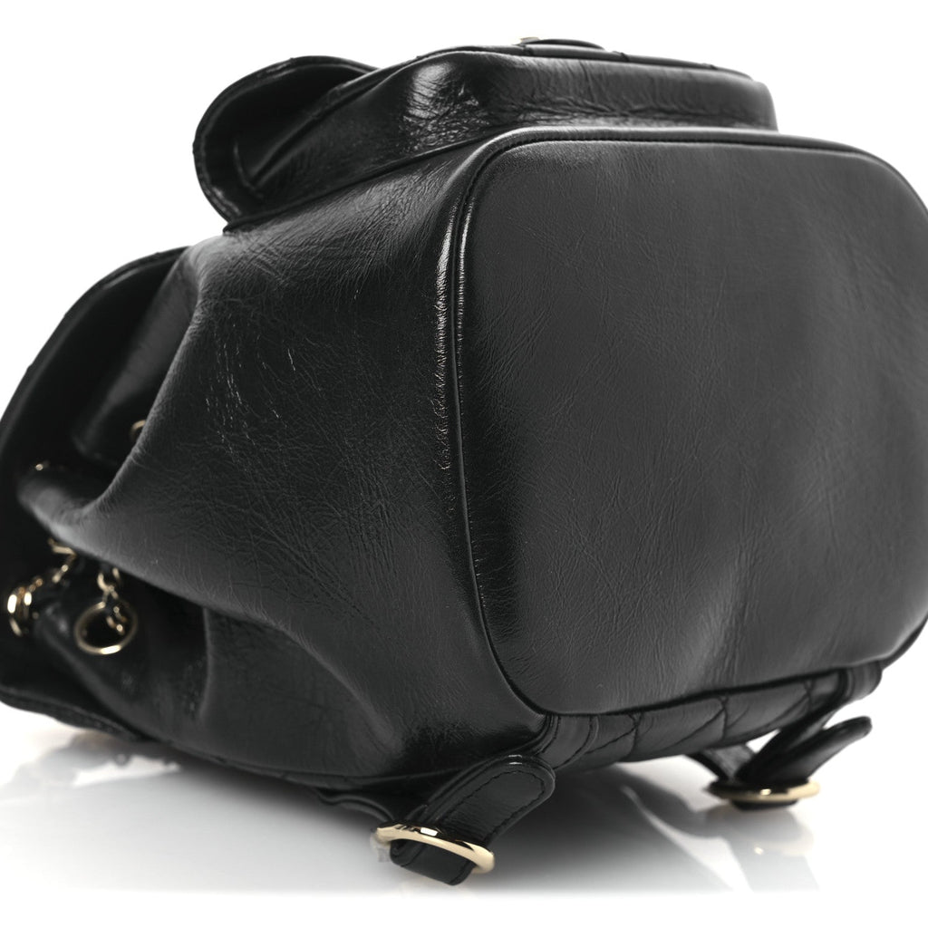 Lambskin Quilted Small Duma Drawstring Backpack Black