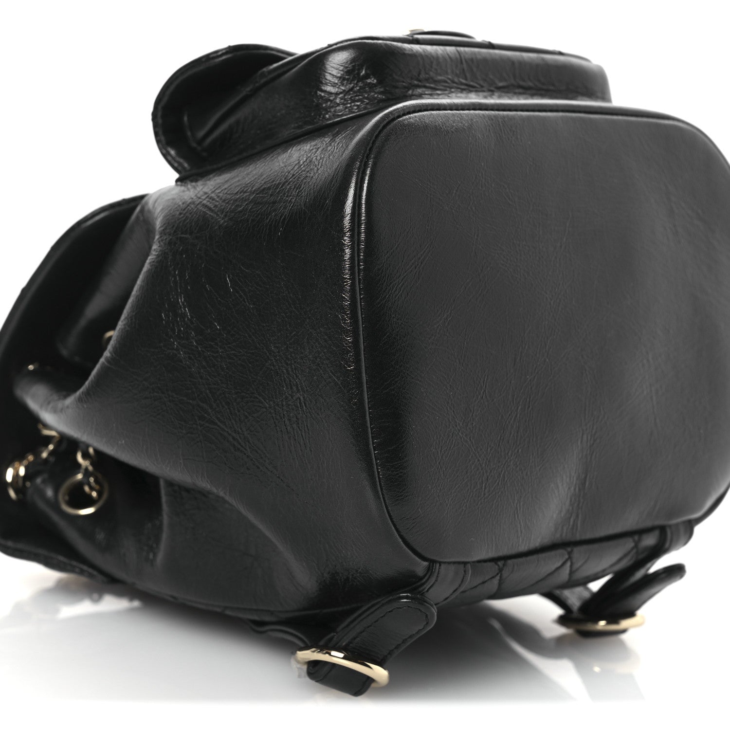 Lambskin Quilted Small Duma Drawstring Backpack Black