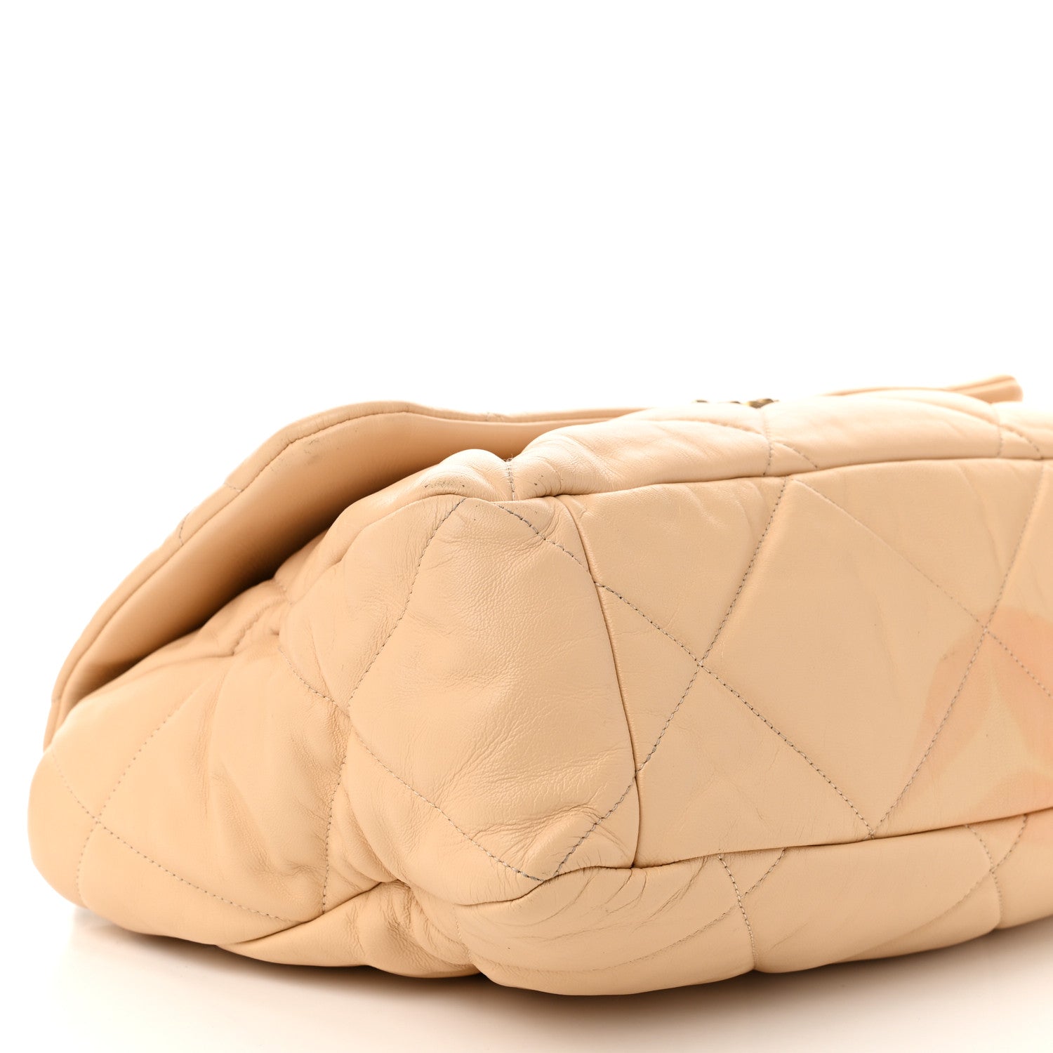 Goatskin Quilted Maxi Chanel 19 Flap Beige