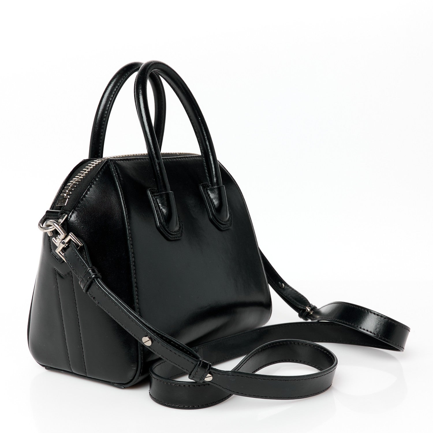 Shiny Lord Calfskin Mini Antigona Black
