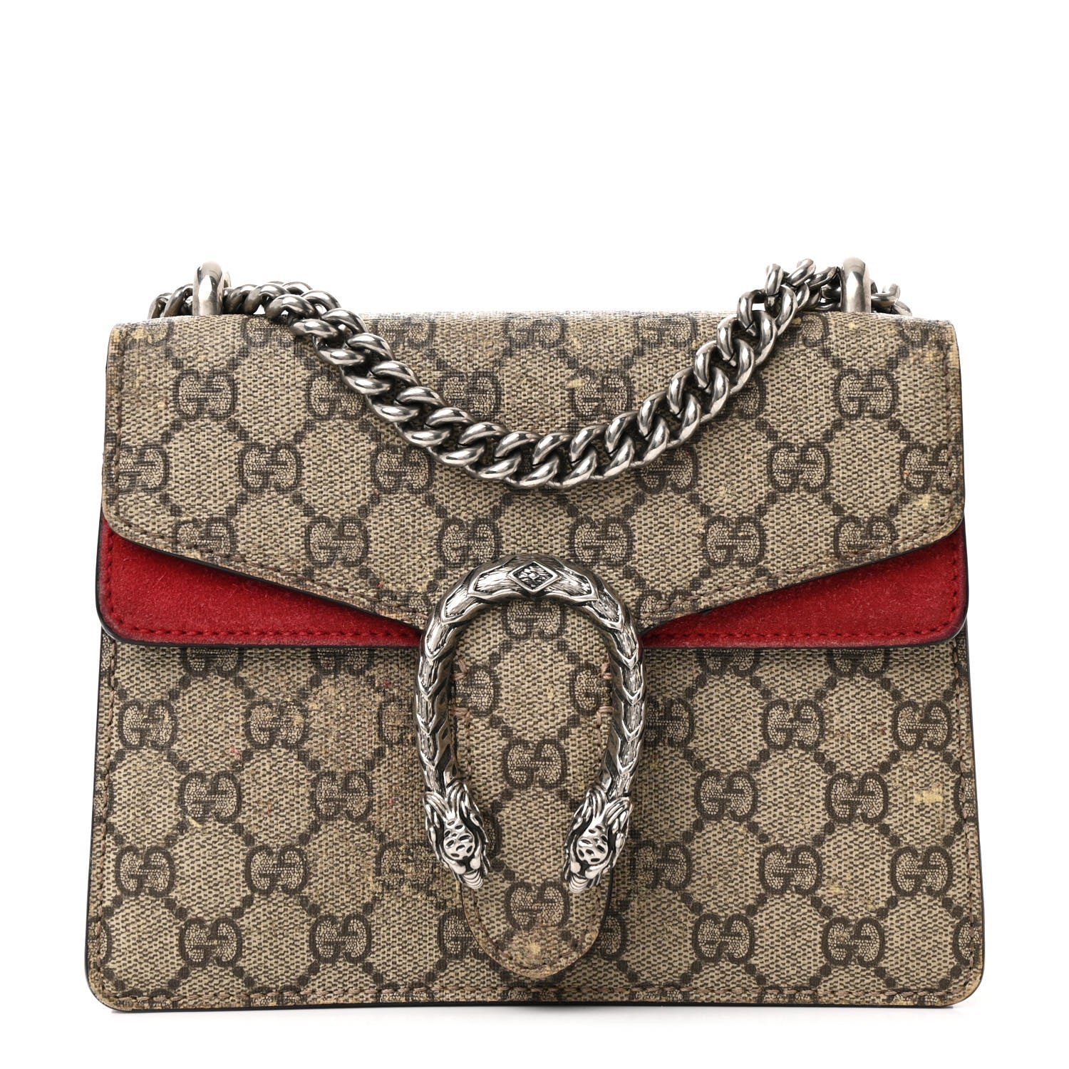 GG Supreme Monogram Mini Dionysus Shoulder Bag Hibiscus Red