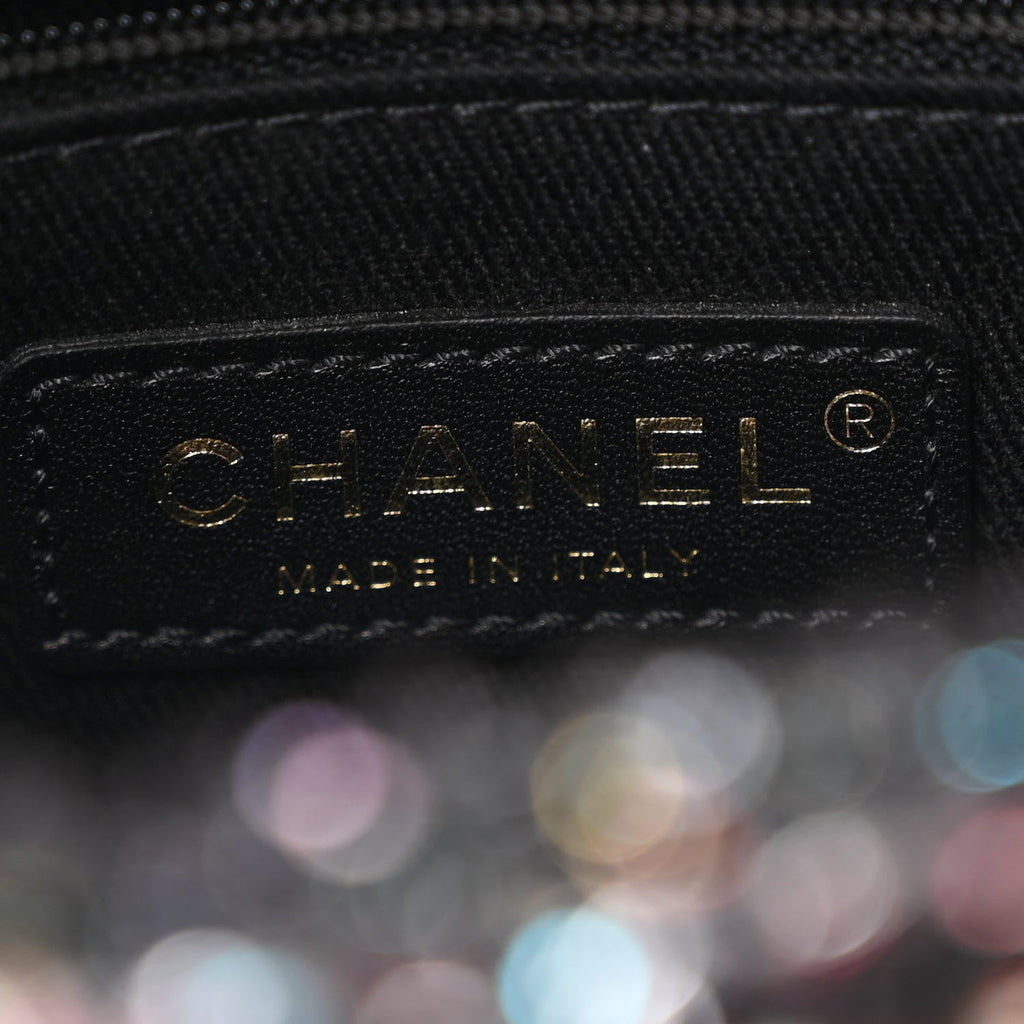Tweed Sequin Mini Coco Handle Flap Black