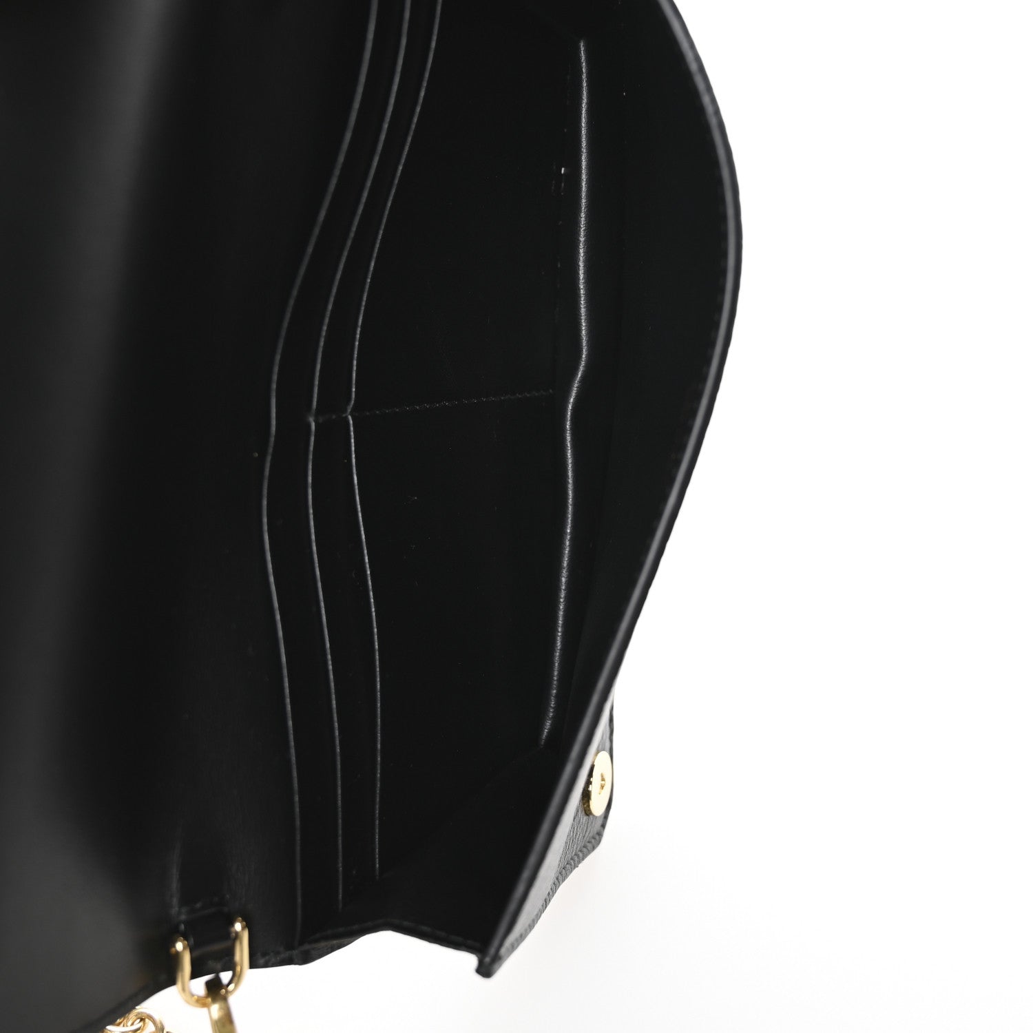 Vitello Daino Metal Chain Wallet Black