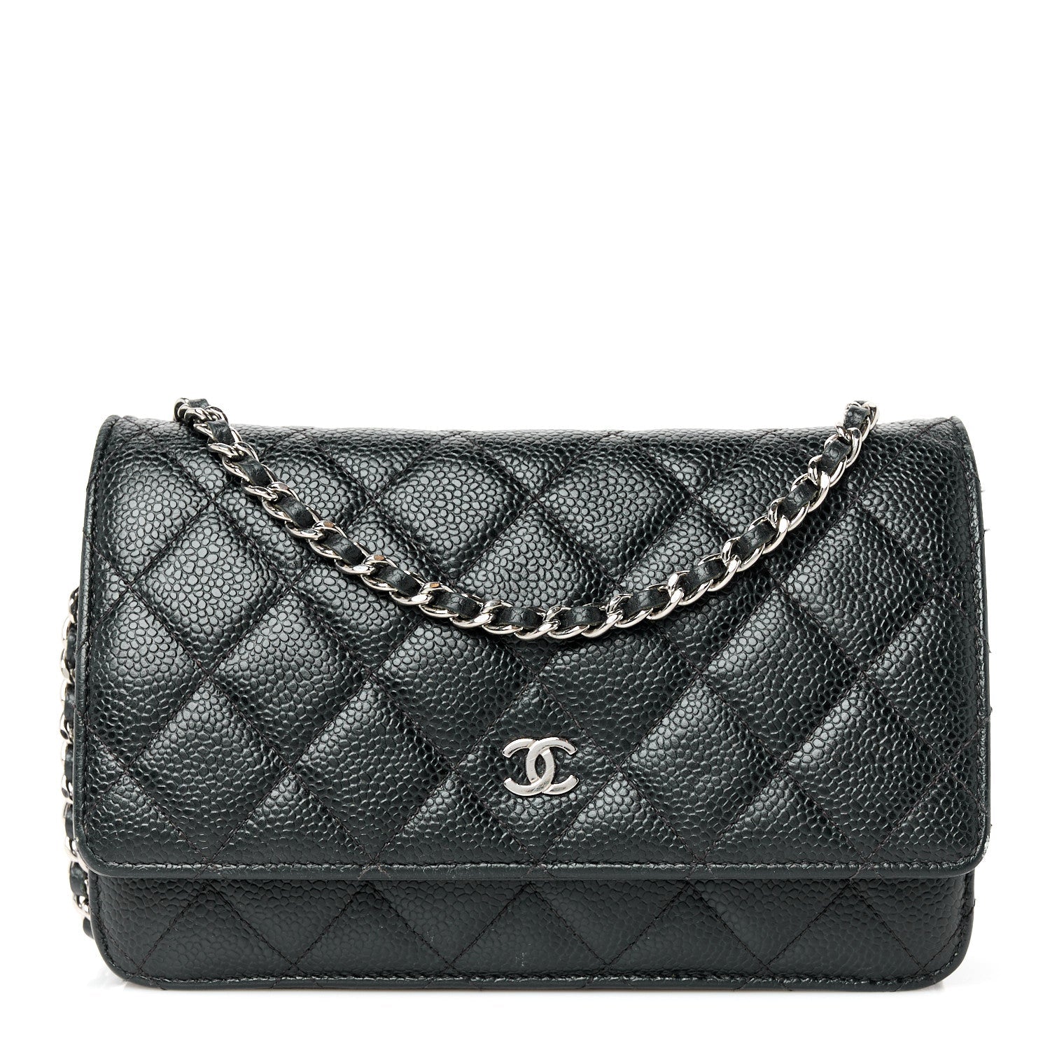 Caviar Quilted Wallet on Chain WOC Black