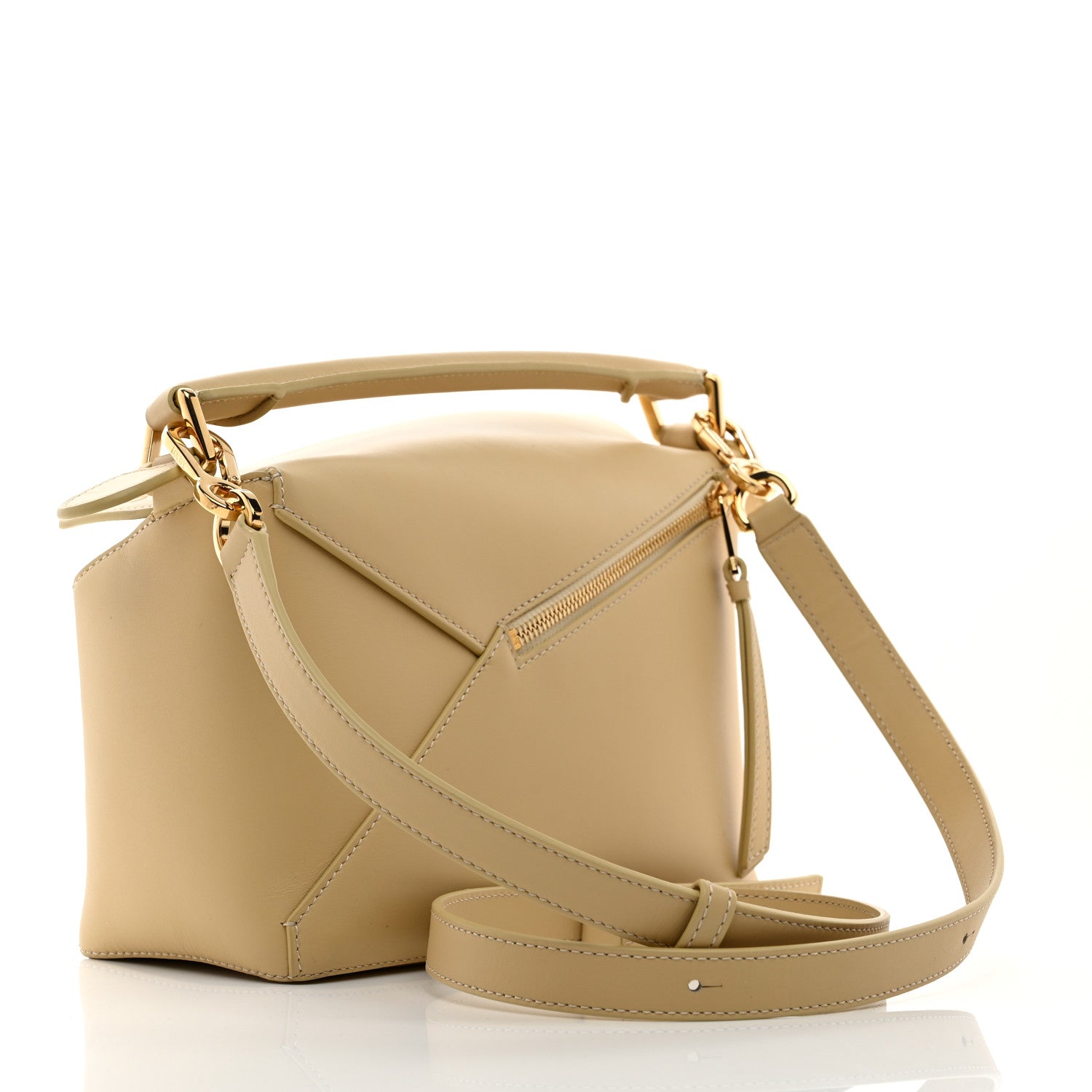 Calfskin Small Puzzle Edge Bag Dark Butter