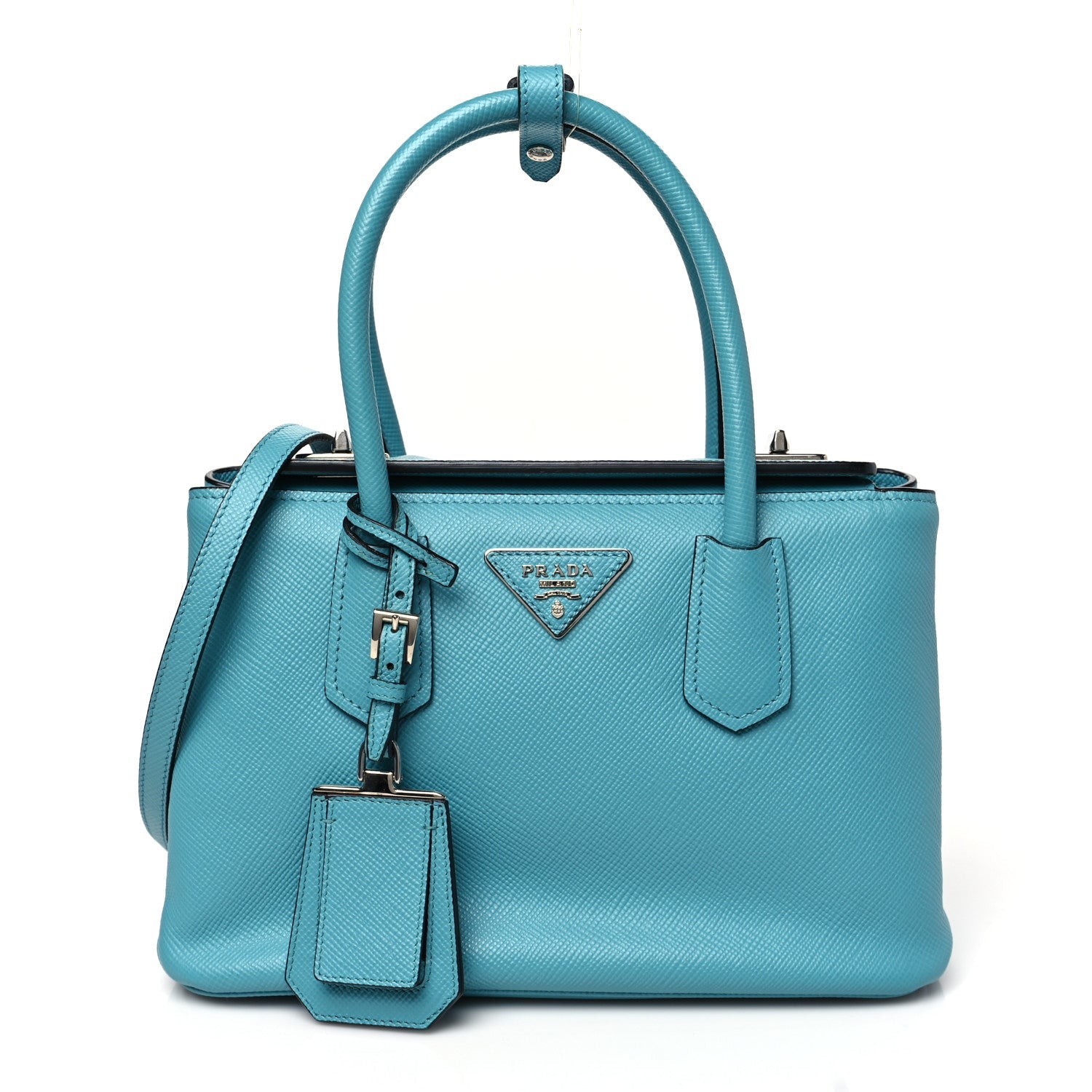 Saffiano Cuir Small Twin Tote Turchese