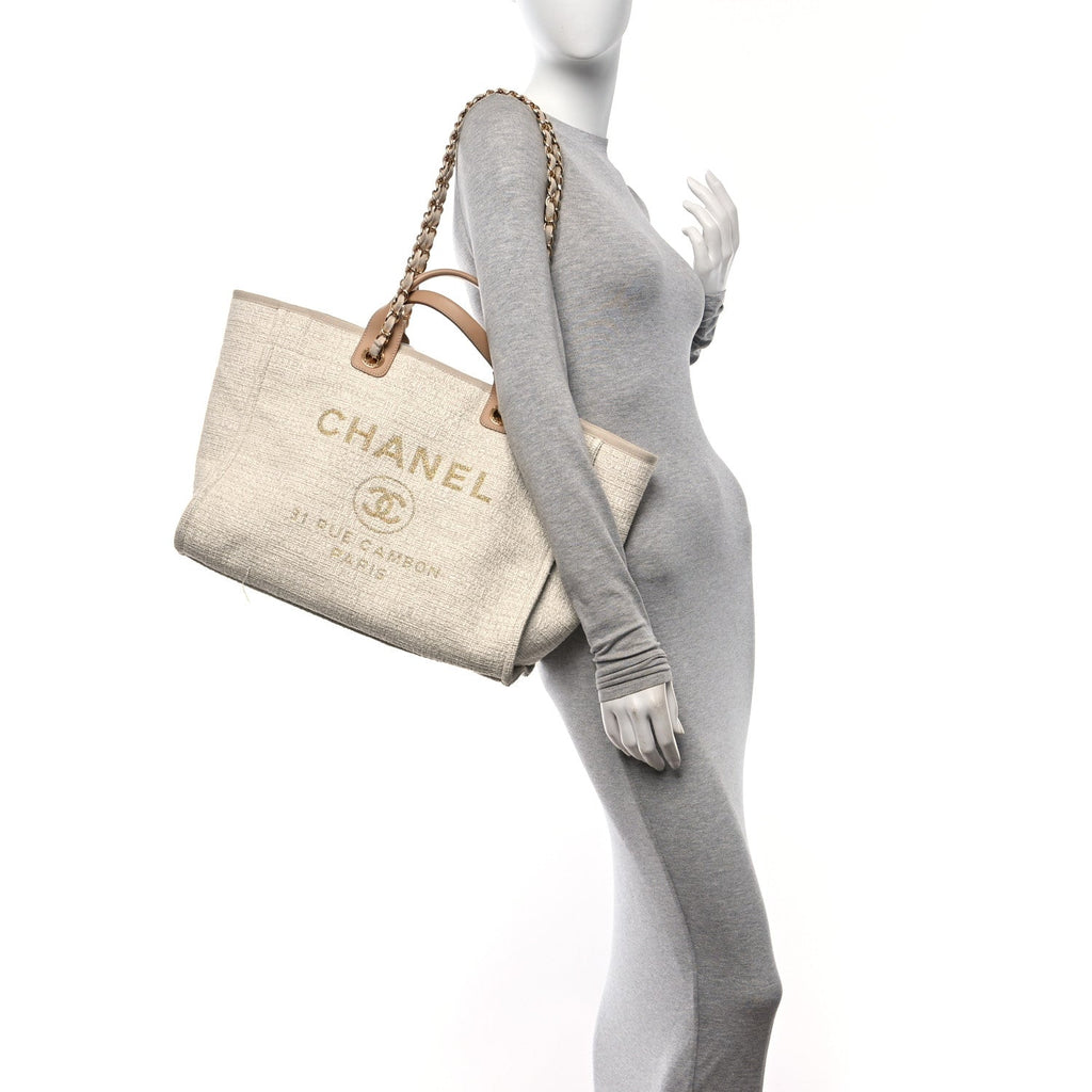 Canvas Medium Deauville Tote Light Beige