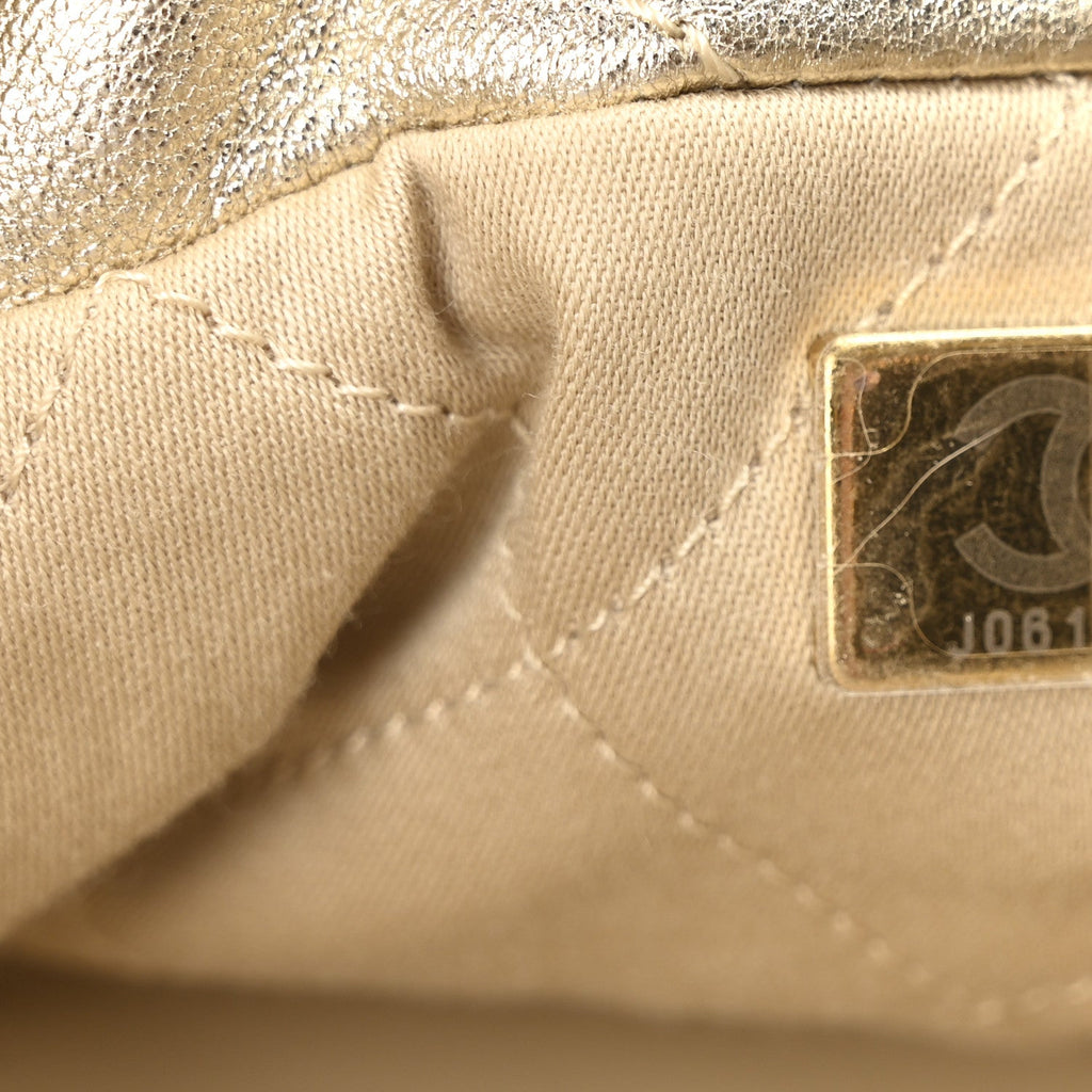 Metallic Lambskin Quilted Mini Chanel 22 Golden