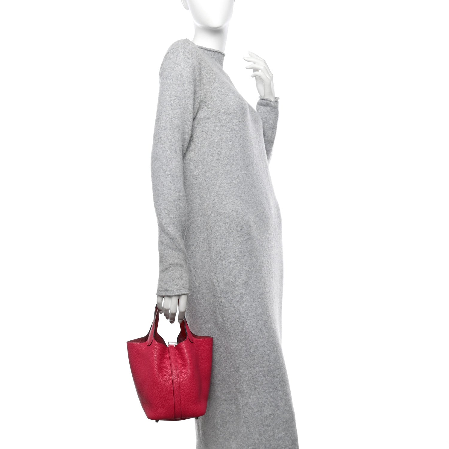 Taurillon Clemence Swift Eclat Picotin Lock 18 PM Rose Mexico Rouge De Coeur