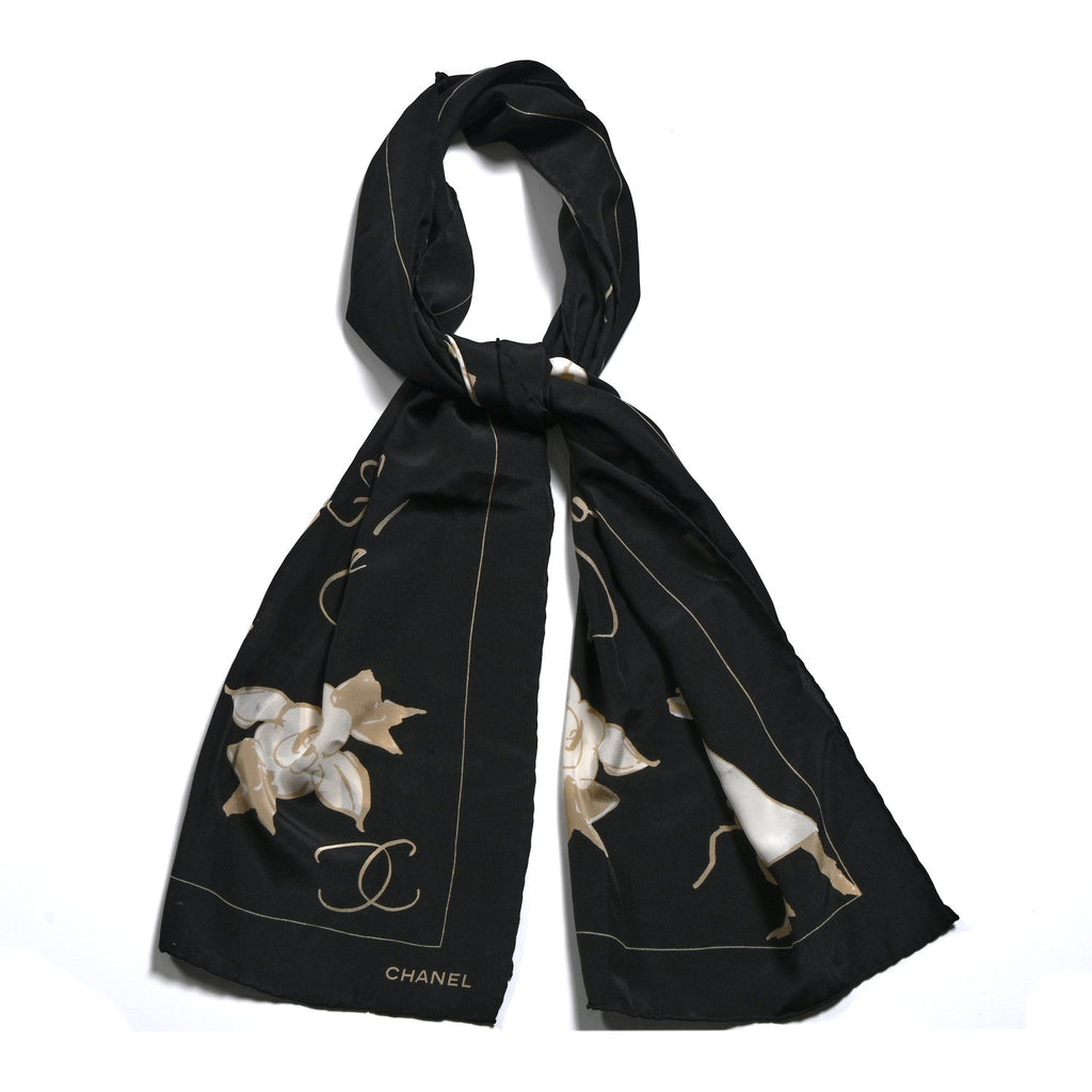 Silk Camellia Cafe Stole Black