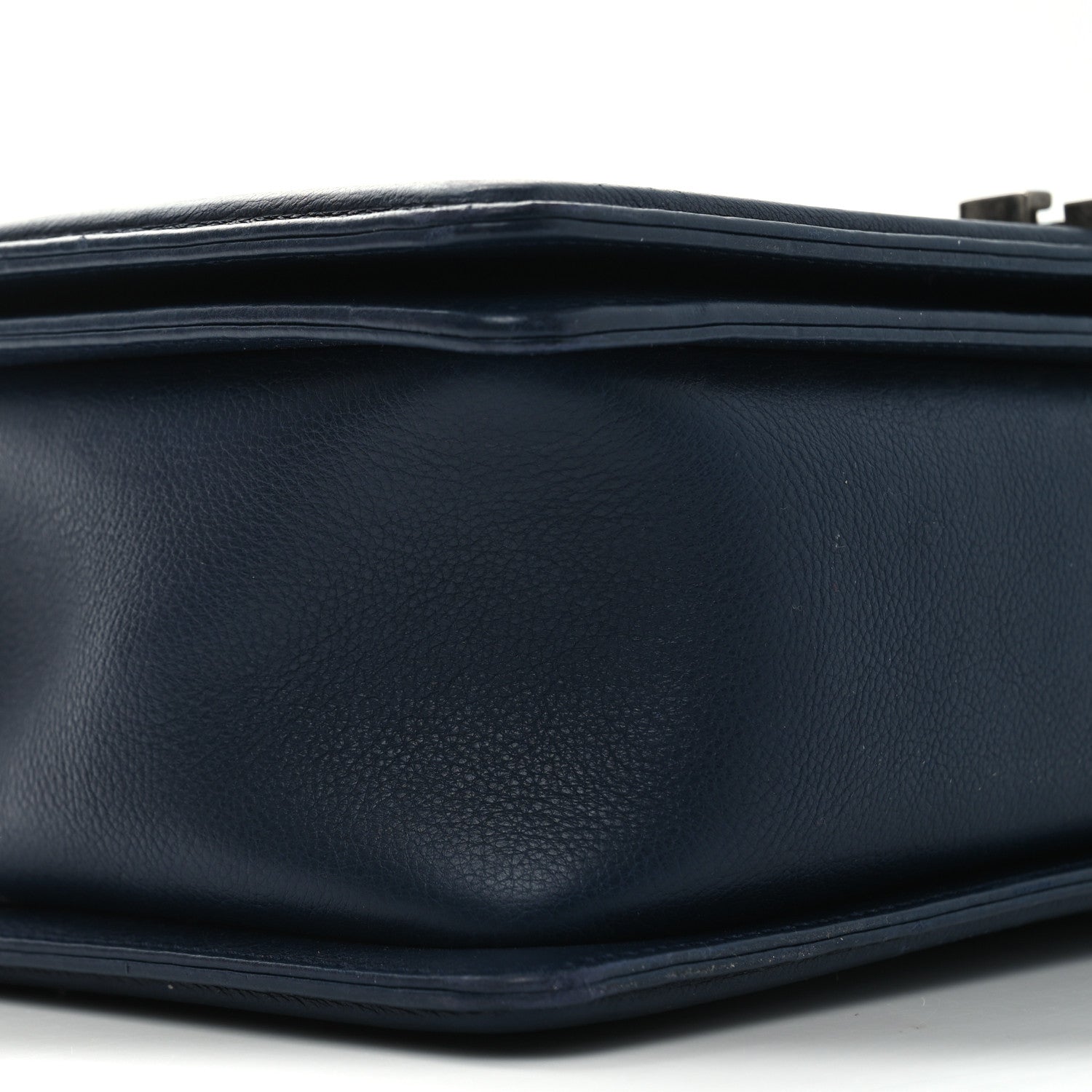 Calfskin Double Stitch New Medium Boy Flap Navy Blue