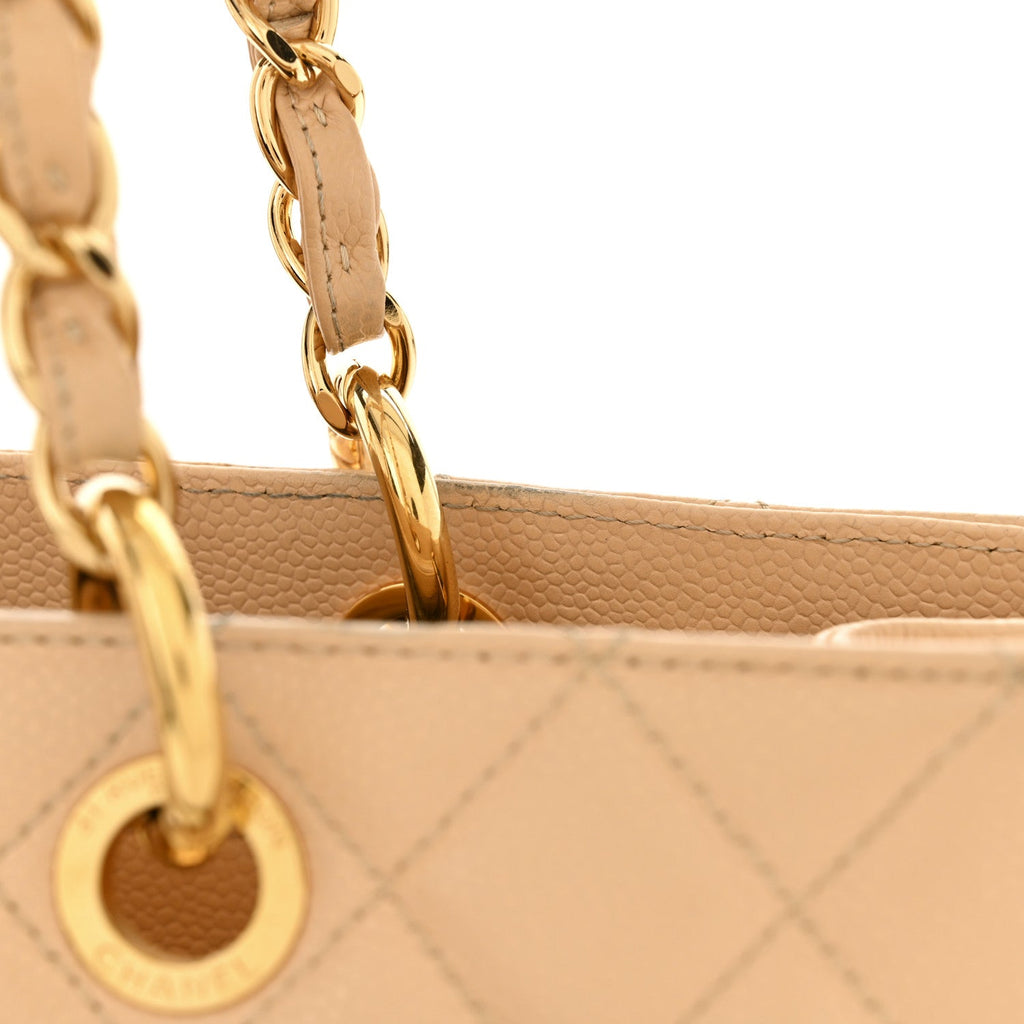 Caviar Quilted Grand Shopping Tote GST Beige Clair