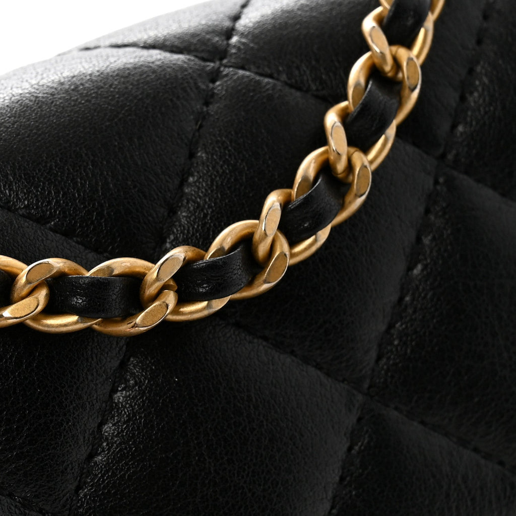 Calfskin Quilted Triple Flap Black