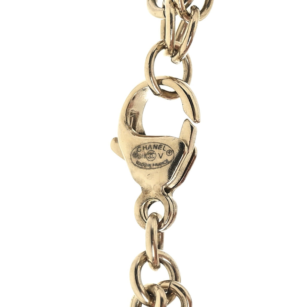 Crystal Enamel Pearl CC Bracelet Black Gold