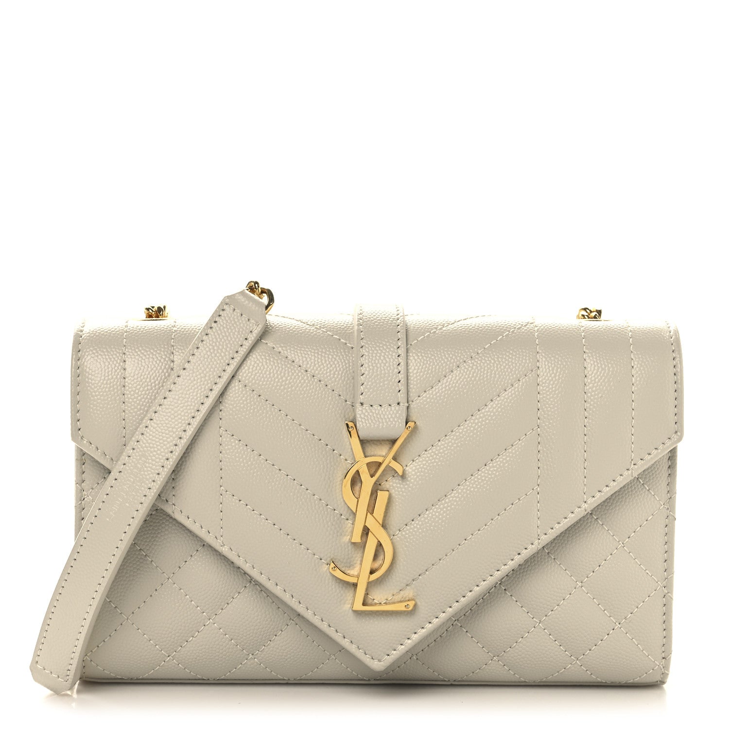 Grain De Poudre Mixed Matelasse Triquilt Monogram Chain Wallet Crema Soft