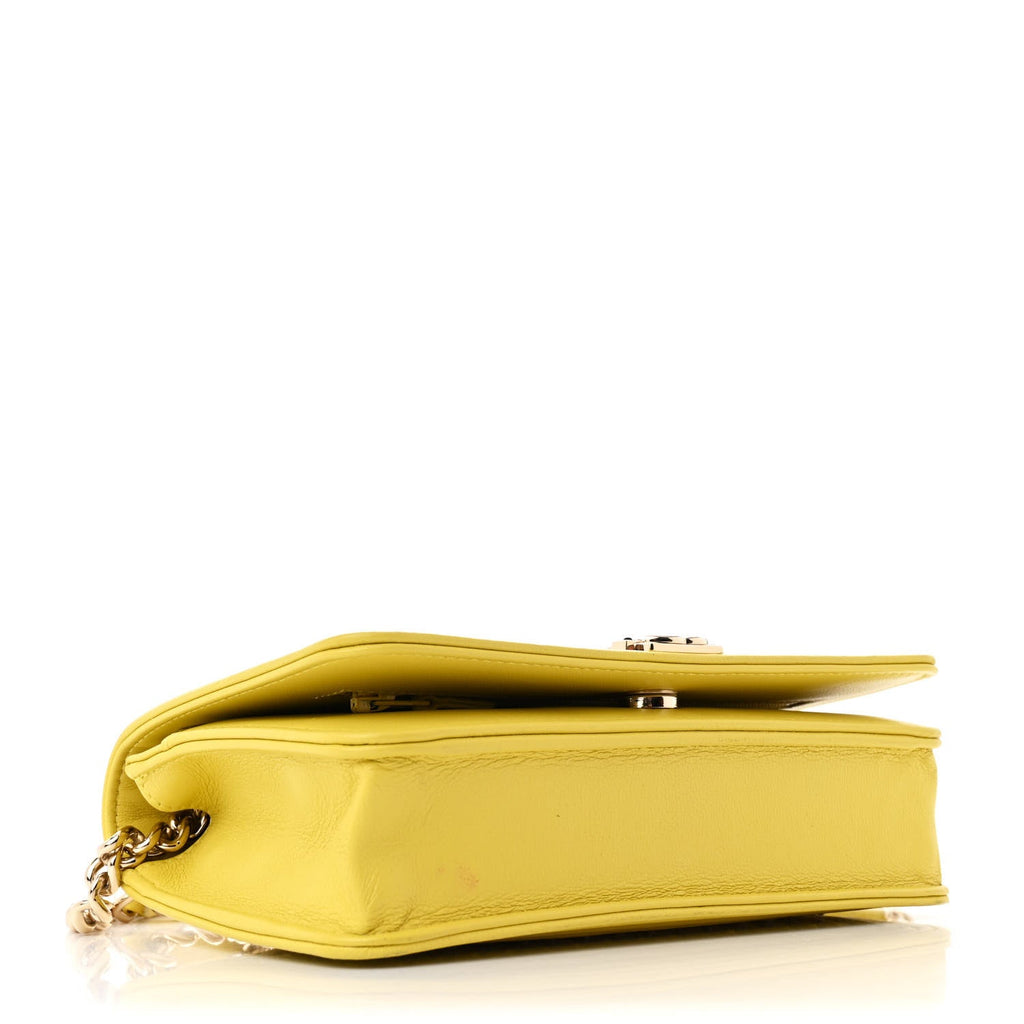 Lambskin Cotten Woven Boy Wallet On Chain WOC Yellow