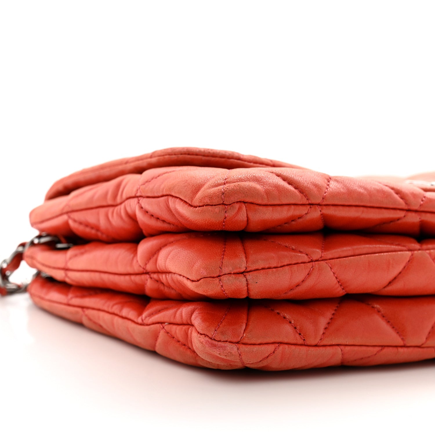 Lambskin Quilted Chanel 3 Accordion Flap Bag Red
