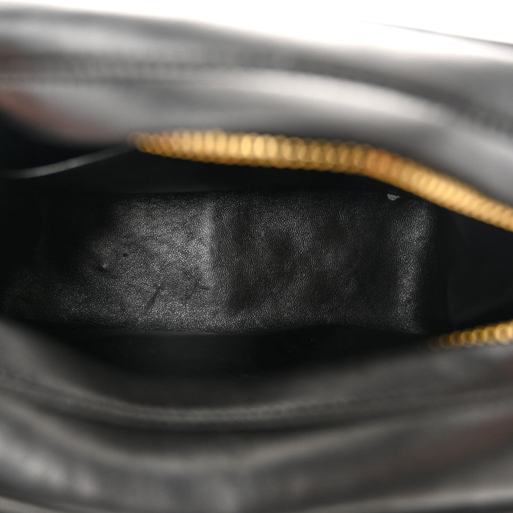 Lambskin Quilted Flap Camera Tassel Case Black