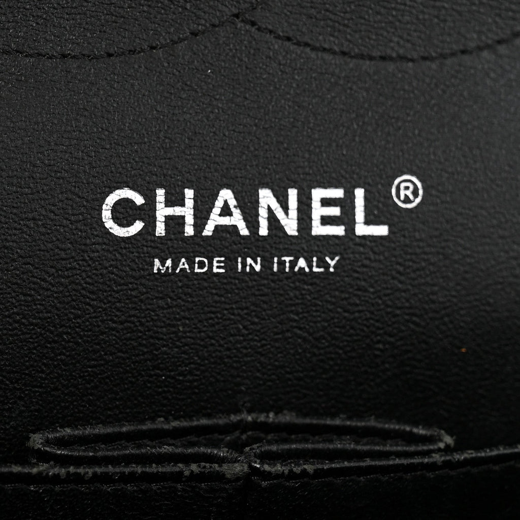Patent Quilted Jumbo Double Flap Black