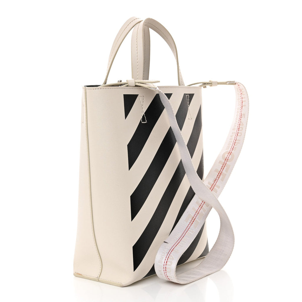Saffiano Striped Diag Binder Crossbody White